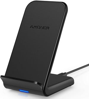 Amoner Wireless Charger 15W/10W/7.5W Wireless Charging Stand, Qi-Certified, Compatible with Oneplus, Huawei, Samsung etc. (Power Supply Not Included)