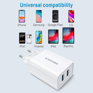Amoner Chargeur USB Prise 2 Ports Universel 24W 4.8A [2 Pack],