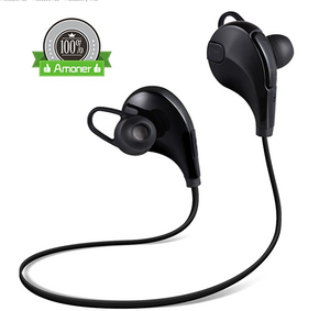 Amoner Bluetooth 4.1 Headphones Sweatproof Running Sports Wireless Headsets Noise Cancelling with Microphone In-ear Stereo Earphones for Any Bluetooth-enabled Devices
