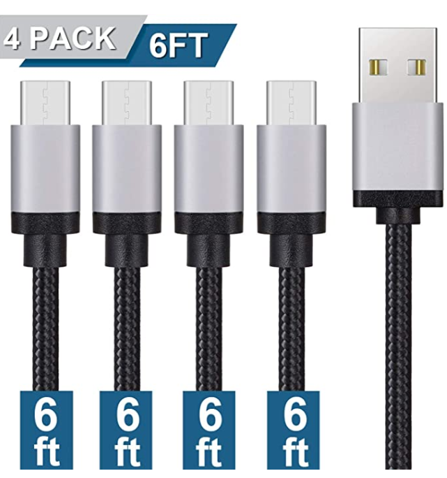 USB Type C Cable, 4-Pack 6FT USB A 2.0 to USB