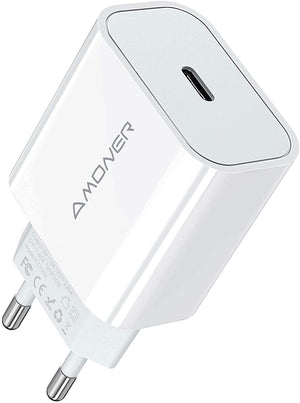 Amoner Caricatore USB da Muro con 3 Porte Caricatore da 3A USB Una Corrente Massima di 2,4 A per Tutti Quasi Tutti Dispositivi 2 Pack, Bianco