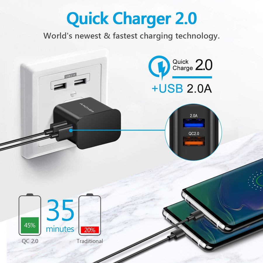 Amoner 25W  2Pack 4ft Adaptive Fast Charger