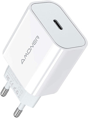 Amoner 20W Ladegerät für i Phone, 20W kompaktes Ladegerät, Weiss Ladegerät PowerPort USB-C Netzteil für i Phone Galaxy, Pixel 4/3, Pad Pro, AirPods Pro