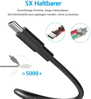 Amoner Adaptives Schnell Ladegerät Ladeset 25W 2-Port Ladeadapter mit Typ C Ladekabel USB C Kabel (2 x 1.2M) stabil für Samsung Galaxy S10/S10+/S9/S9+/S8/S8+ Note 8/Note 9 & Typ C Geräte (Schwarz)