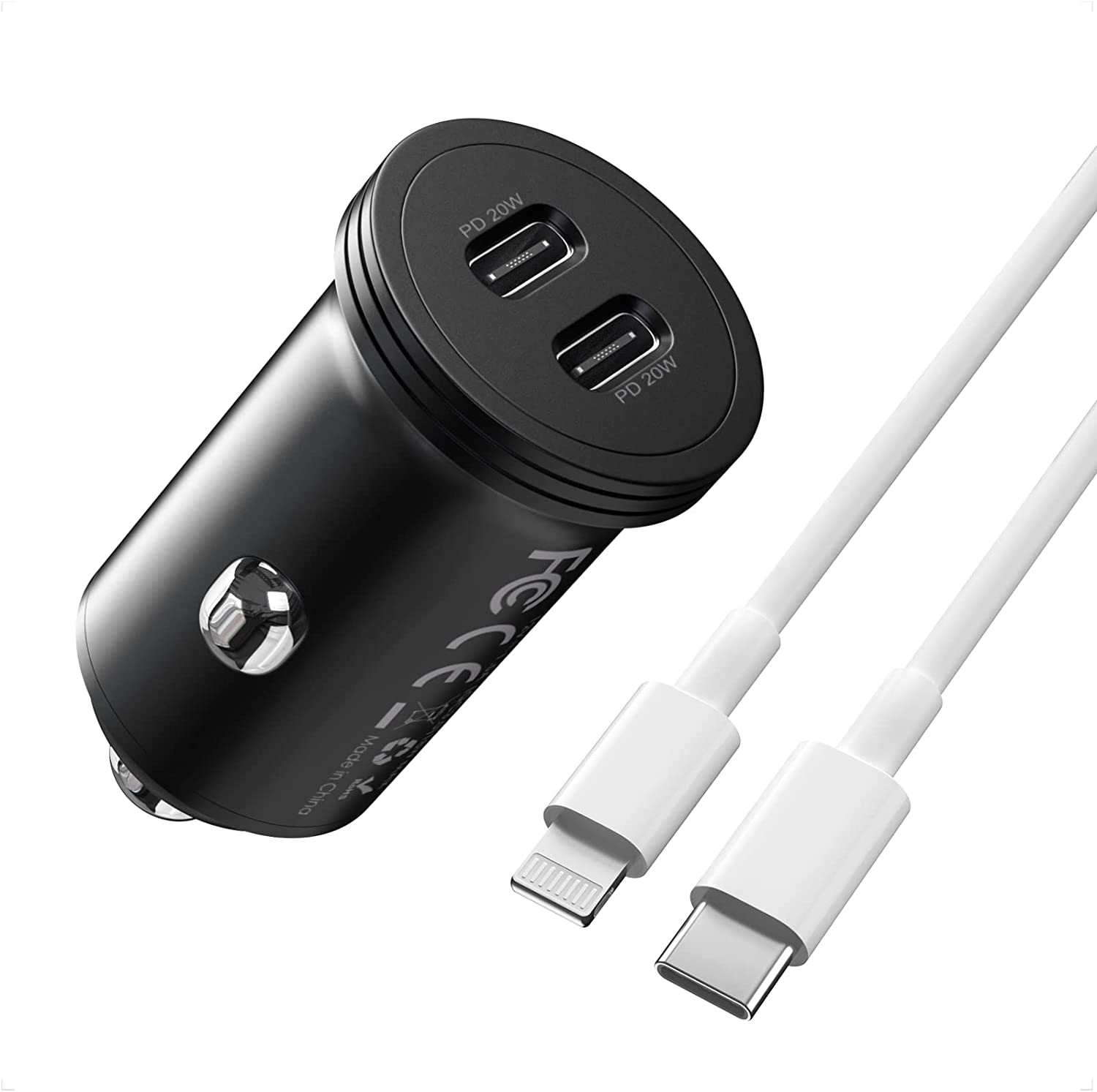 40W USB C Car Charger for iPhone 13, Fast USB C Car Charger Adapter Du -  AMONER