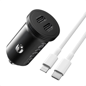 40W USB C Car Charger for iPhone 13, Fast USB C Car Charger Adapter Dual Ports, iPhone Car Charger Aluminum Alloy with USB C to Lightning Cable for iPhone 13/12 Pro Max/11 Pro/XS/XR/8 and More