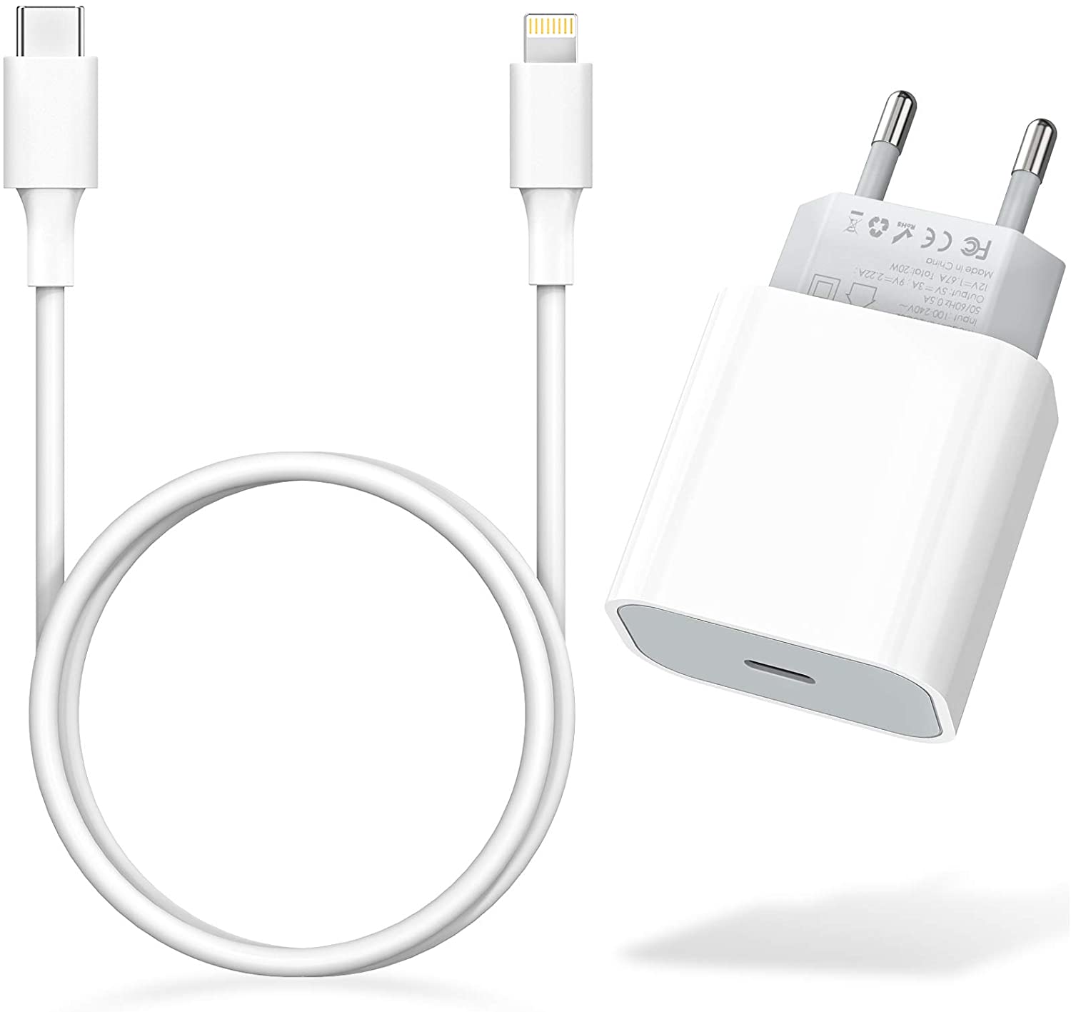 Amoner USB C Charger 20 W and Charging Cable for iPhone Quick