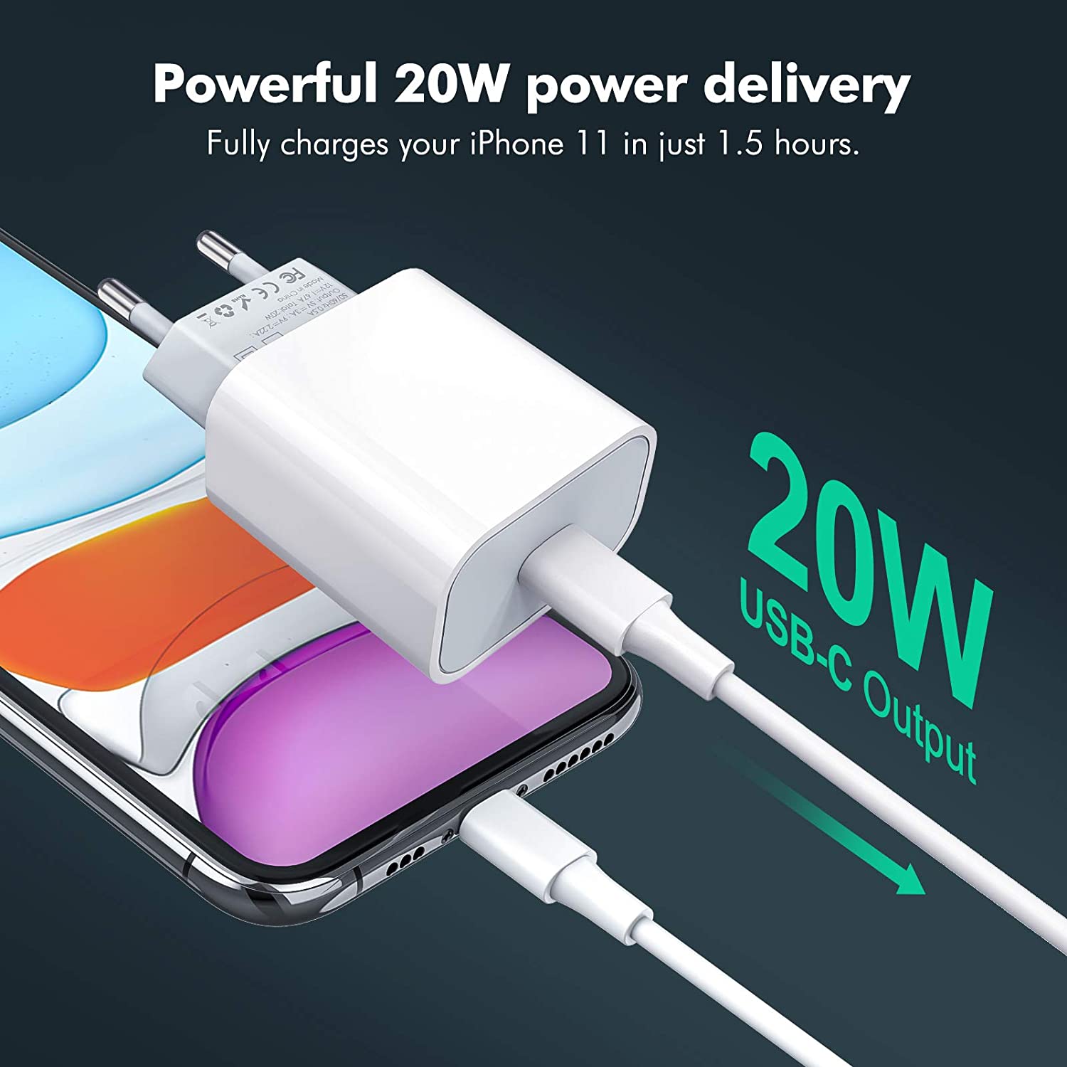 iPhone Fast Charger, Amoner 20W USB C Wall Charger with 3FT USB C to  Lightning Cable MFi Certified Fast USB-C PD Charger for iPhone 14 13 12  12mini