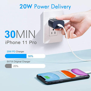 iPhone 12 Charger, Amoner Fast 20W PD USB C Wall Charger PD3.0 Type C Charger Compatible with iPhone 12/12mini/12Pro/12ProMax/11/11Pro/11ProMax/SE/XR/XS/X/8, Galaxy S20/S10/Note 20