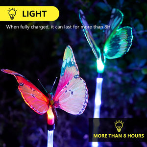 SLAN Outdoor Solar Garden Lights, 3-Pack Solar Butterfly Decorative Lights, IP65 Waterproof Solar Stake Lights Color Changing for Garden, Lawn, Patio, Yard Décor