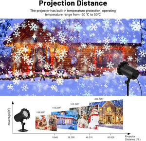 SLAN Christmas Projector Lights Outdoor, LED Christmas Snowflake Projector Lights Waterproof Snowflake Lights, Christmas Holiday Lights for Halloween Christmas New Year Party Decoration (Black)