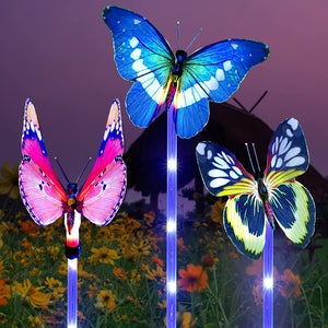 SLAN Outdoor Solar Garden Lights, 3-Pack Solar Butterfly Decorative Lights, IP65 Waterproof Solar Stake Lights Color Changing for Garden, Lawn, Patio, Yard Décor