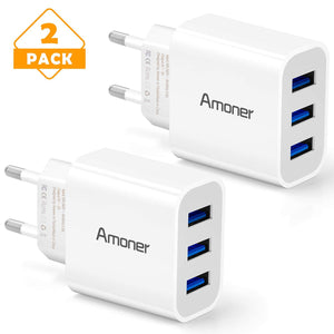 Amoner 24W Phone Charger 2 Pack For Spain