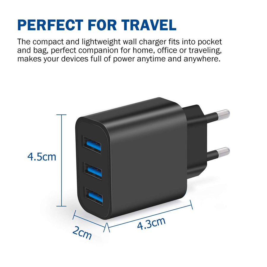 Amoner 24W Fast Charger Black For Spain
