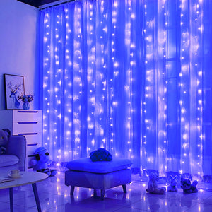 Curtain String Light 300 LEDs USB Powered Fairy Lights 8 Lighting Modes Remote Control Waterproof Lights for Bedroom Party Wedding Home Garden Wall Decorations, (Updated Warm White)